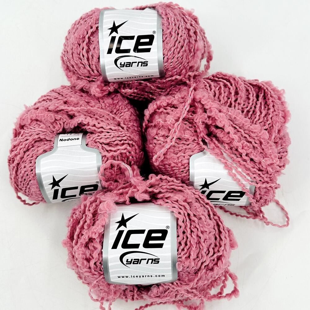 Ice Yarns NODONE PINK Mauve Bulky Textured Mixed Fiber 4 Ball Lot Acrylic